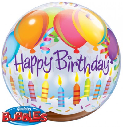 22" Birthday Balloons & Candles Single Bubble