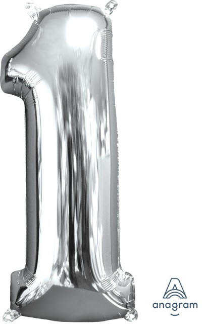 Anagram Mid-Size Shape Number "1" Silver 26 Inch