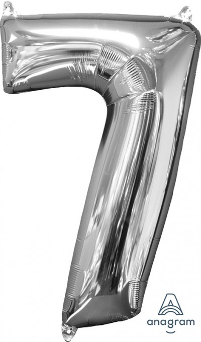 Anagram Mid-Size Shape Number "7" Silver 26 Inch
