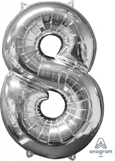 Anagram Mid-Size Shape Number "8" Silver 26 Inch