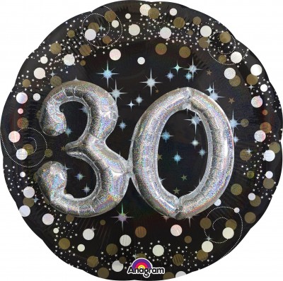 Multi-Balloon Holographic Sparkling Birthday 30