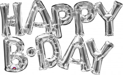 SuperShape Phrase " Happy BDAY" Silver