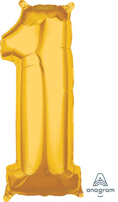 Anagram Mid-Size Shape Number "1" Gold 26 Inch