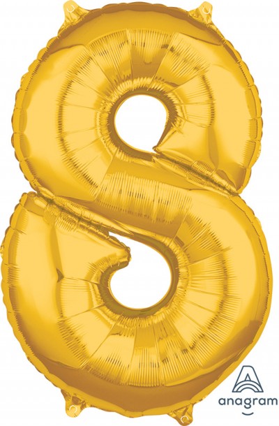 Anagram Mid-Size Shape Number "8" Gold 26 Inch