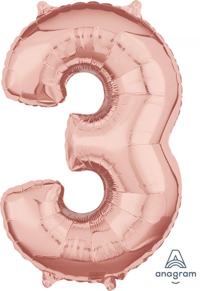 Anagram Mid-Size Shape Number "3" Rose Gold 26 inch