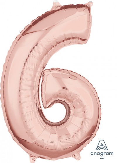 Anagram Mid-Size Shape Number "6" Rose Gold 26 inch