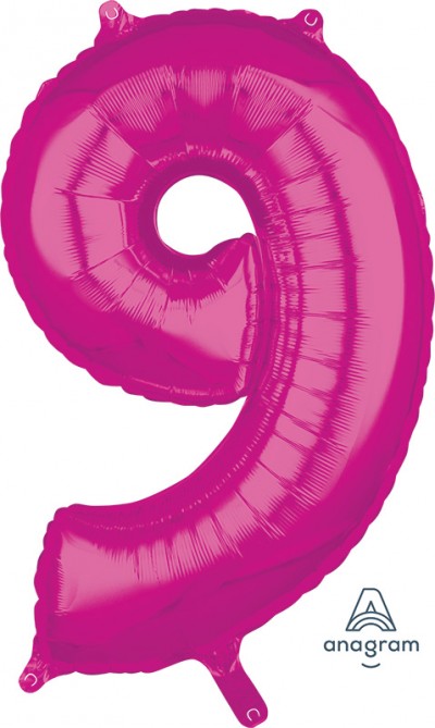 Anagram Mid-Size Shape Number "9" Pink 26 inch