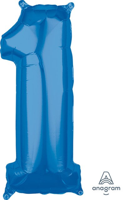 Anagram Mid-Size Shape Number "1" Blue 26 inch