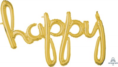 Script Phrase "Happy" Gold