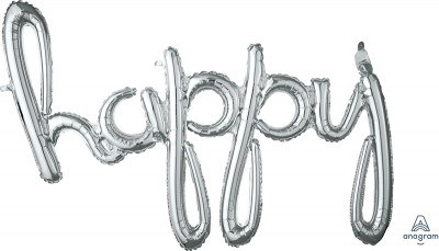 Script Phrase "Happy" Silver