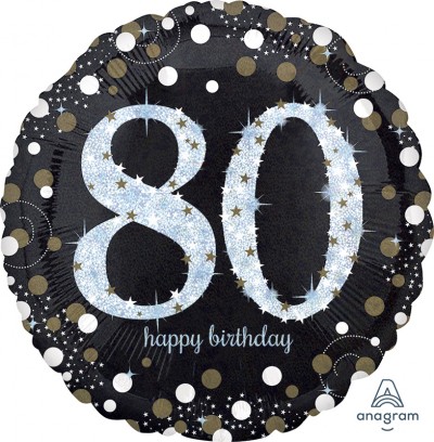 Jumbo Holographic Sparkling Birthday 80