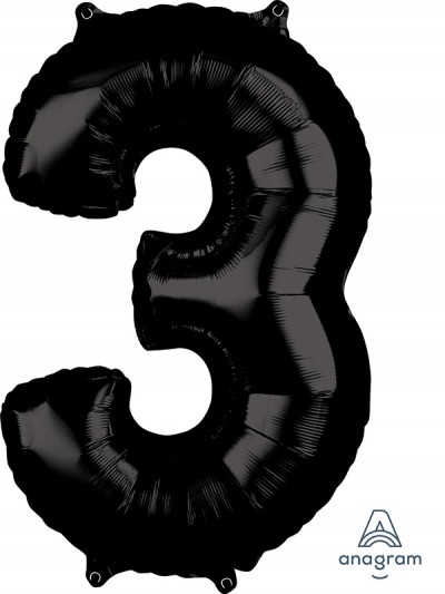 Anagram Mid-Size Shape Number "3" Black 26 inch