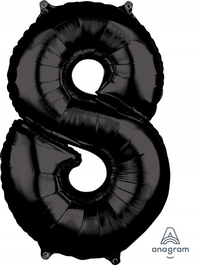 Anagram Mid-Size Shape Number "8" Black 26 inch