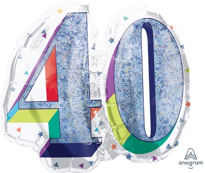 SuperShape Holographic Here's to Your Birthday 40