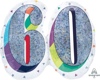 SuperShape Holographic Here's to Your Birthday 60