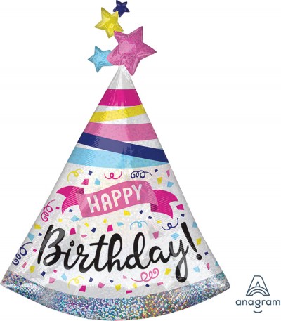 SuperShape Holographic Happy Birthday Sparkle Banner