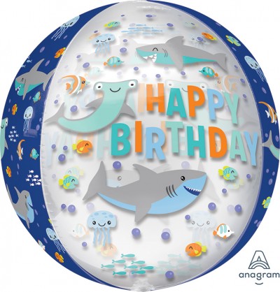 Orbz Clear Happy Birthday Sharks
