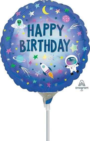 9" Iridescent Happy Birthday Outer Space