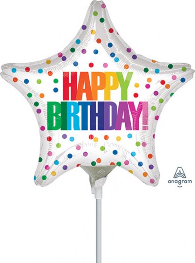 9" Happy Birthday Color Dots
