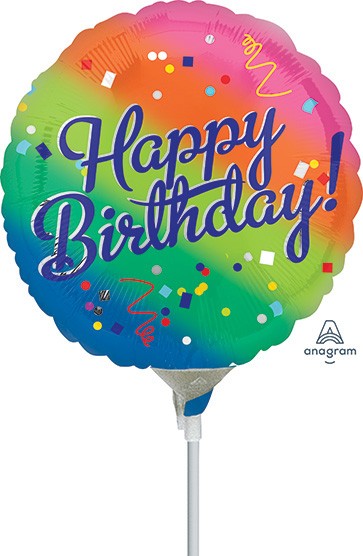 9" Happy Birthday Fancy Type Rainbow