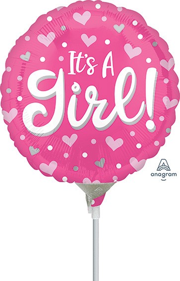 9" It's A Girl Hearts & Dots