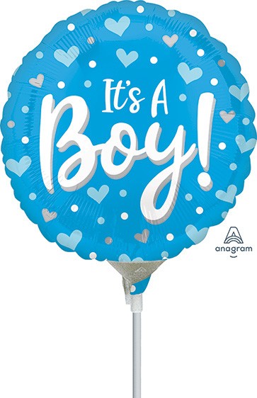 9" It's A Boy Hearts & Dots
