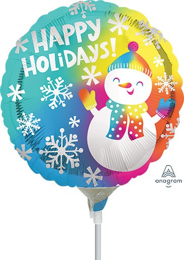 9" Happy Holidays Satin Snowman