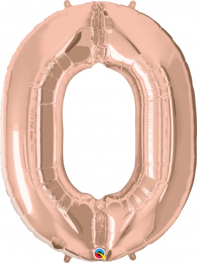 Qualatex Shape 34" Rose Gold Number 0 (pkgd) 