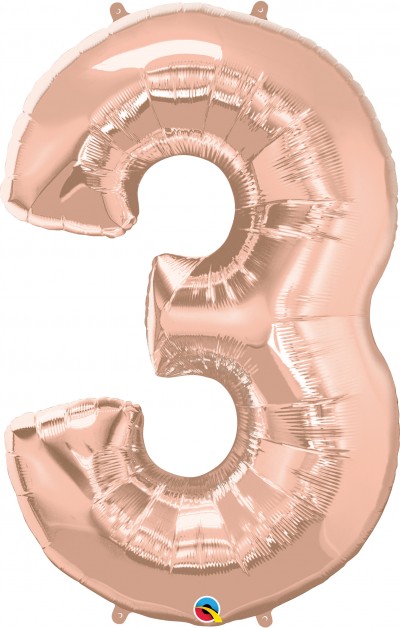 Qualatex Shape 34" Rose Gold Number 3 (pkgd) 