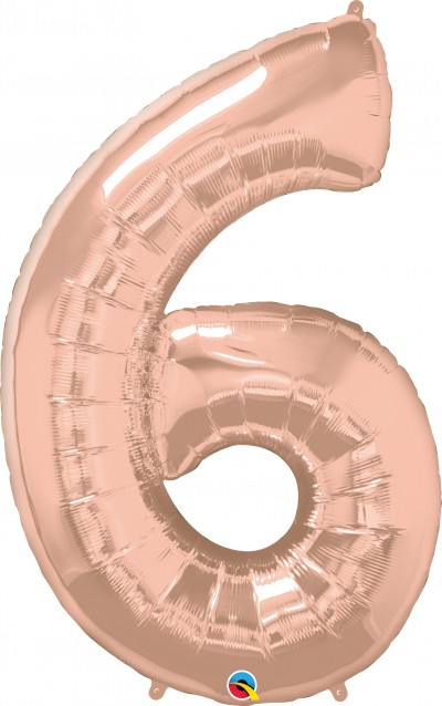 Qualatex Shape 34" Rose Gold Number 6 (pkgd) 