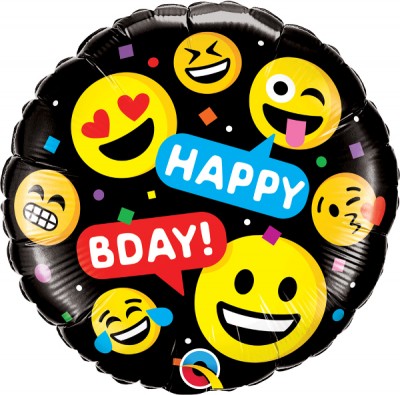 18" Smileys Happy Bday (pkgd)