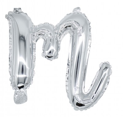 12" Silver Script Letter M  (AIR ONLY)