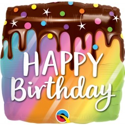 18" Birthday Rainbow Drip Cake