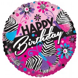 18" SP: PR ZEBRA PATTERN BIRTHDAY GB