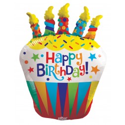 36" SP: PR BIRTHDAY CUPCAKE SHAPE GB