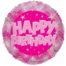 18" SP: PR Holographic Pink Happy Birthday