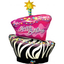 41" Birthday Funky Zebra Stripe Cake Shape