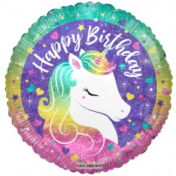 18" SP: PR Bday Rainbow Unicorn Holo