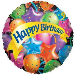  4" PR Festive Balloons Happy Birthday 