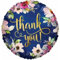 9" PR Thank You Flowers On Blue