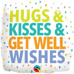 18" Square Hugs Kisses Get Well Wishes
