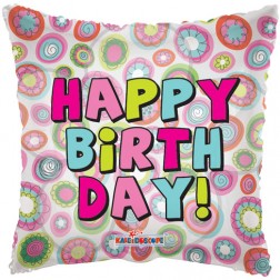 18" SP: Happy Birthday Bright Circles Clear View