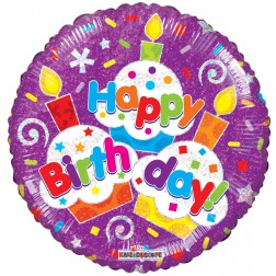 18" SP: BIRTHDAY CUPCAKES HOLOGRAPHIC
