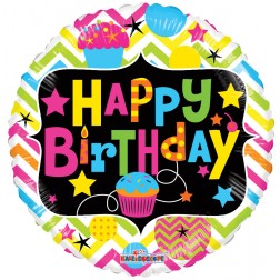 18" SP:  BIRTHDAY WITH CUPCAKE NEON GELLIBEAN