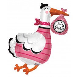  36" SP: PR Baby Girl Stork Shape