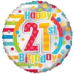 18" SP: HAPPY 21ST BIRTHDAY DOTS & LINES