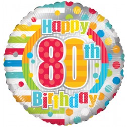 18" SP: HAPPY 80TH BIRTHDAY DOTS & LINES