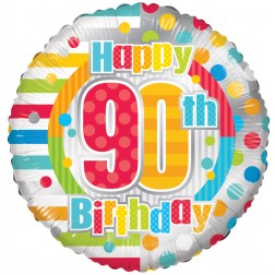 18" SP: HAPPY 90TH BIRTHDAY DOTS & LINES