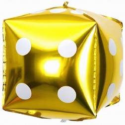 22" 3D Casino Dice Gold Balloon