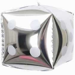 22" 3D Casino Dice Silver Balloon